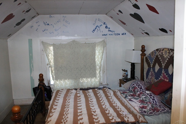 bedroom with vaulted ceiling