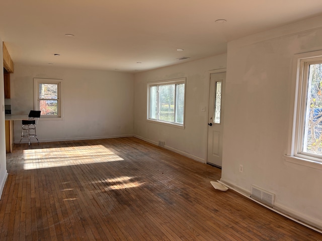 interior space featuring plenty of natural light and dark wood-type flooring