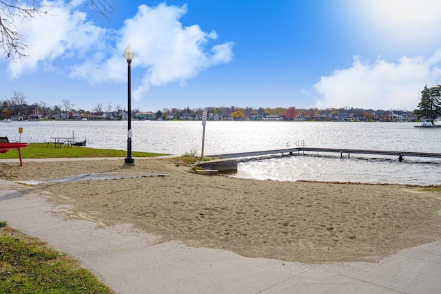 dock area featuring a water view