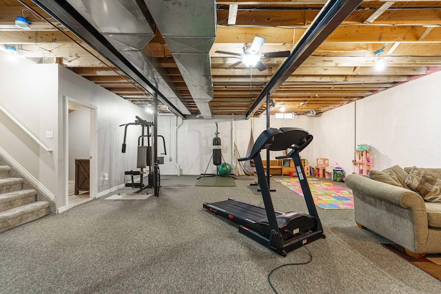 exercise room featuring carpet flooring