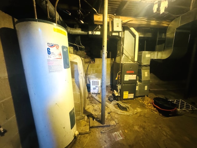 utility room with electric water heater