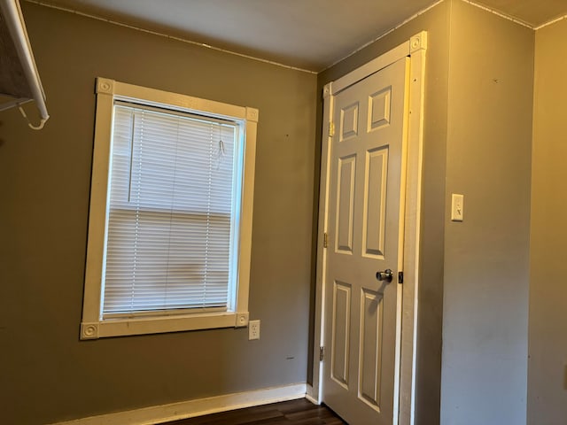 foyer featuring dark hardwood / wood-style floors