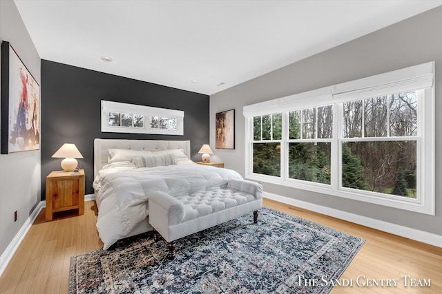 bedroom featuring multiple windows and wood-type flooring