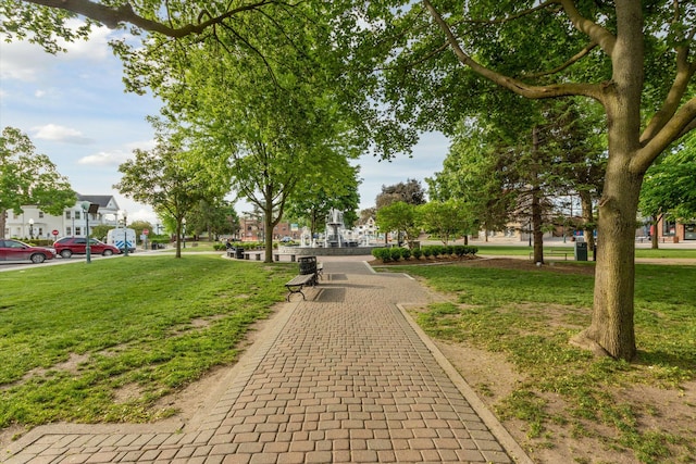 view of property's community featuring a yard and a residential view