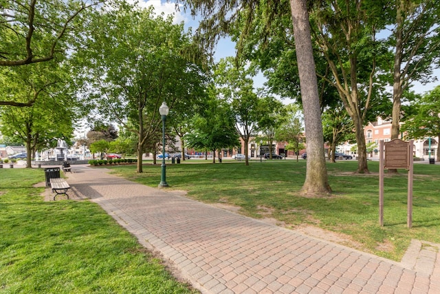 view of home's community with a yard