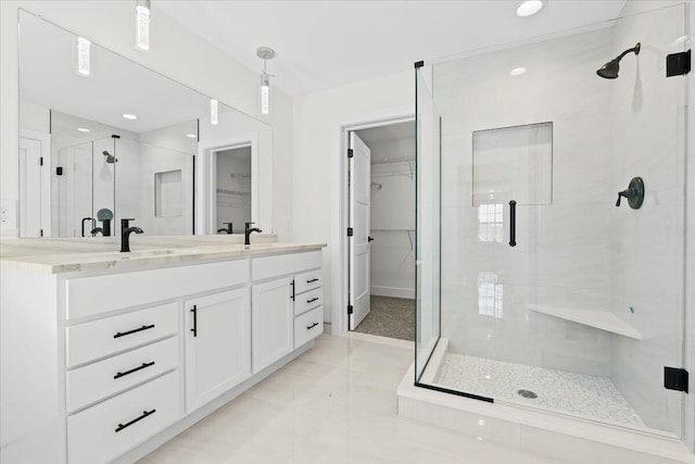 36135 Parkdale St Unit 5, Livonia, MI 48150 - full bathroom with a shower stall, vanity, and a walk in closet