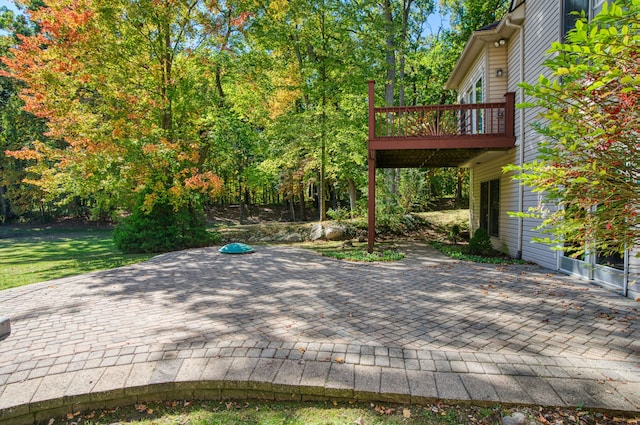 view of patio featuring a deck