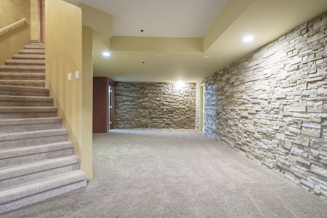 basement featuring carpet