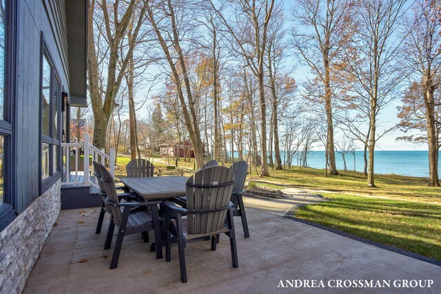 1155 Edgewater Ter, South Haven, MI 49090 - view of patio / terrace featuring a water view and outdoor dining area