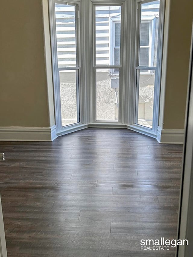 spare room with dark hardwood / wood-style floors