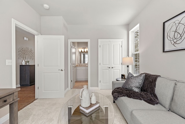 living room featuring light hardwood / wood-style flooring