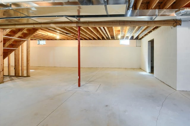 basement featuring plenty of natural light