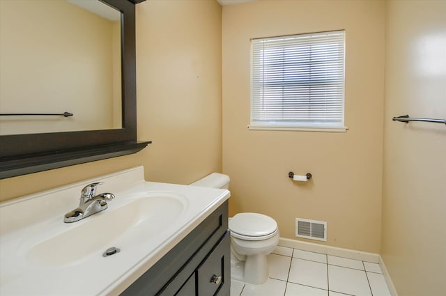 bathroom with tile patterned flooring, vanity, and toilet