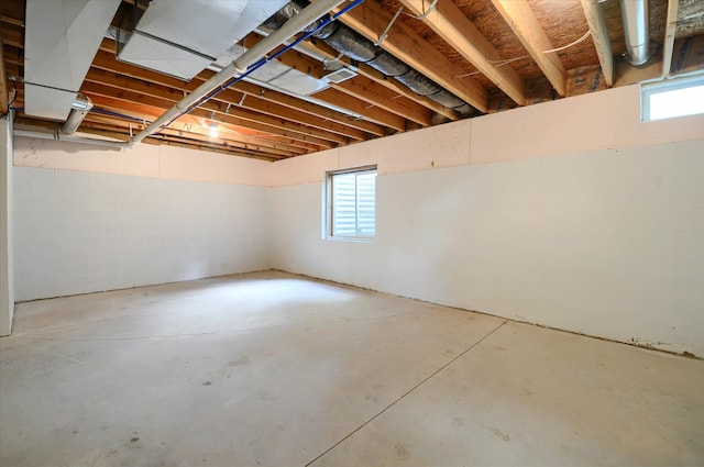 basement featuring plenty of natural light