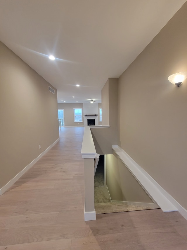 hall featuring light wood-type flooring