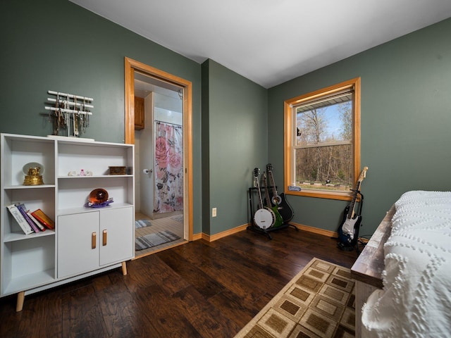 bedroom featuring dark hardwood / wood-style floors