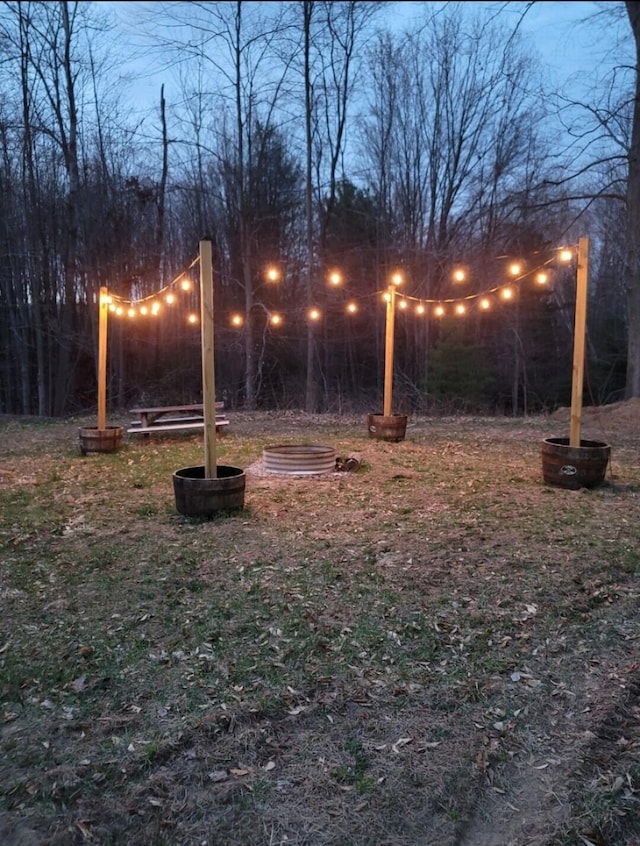 view of yard at dusk