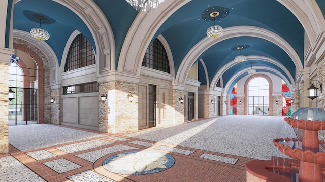 interior space with decorative columns