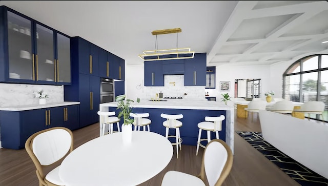 dining space featuring dark wood-type flooring