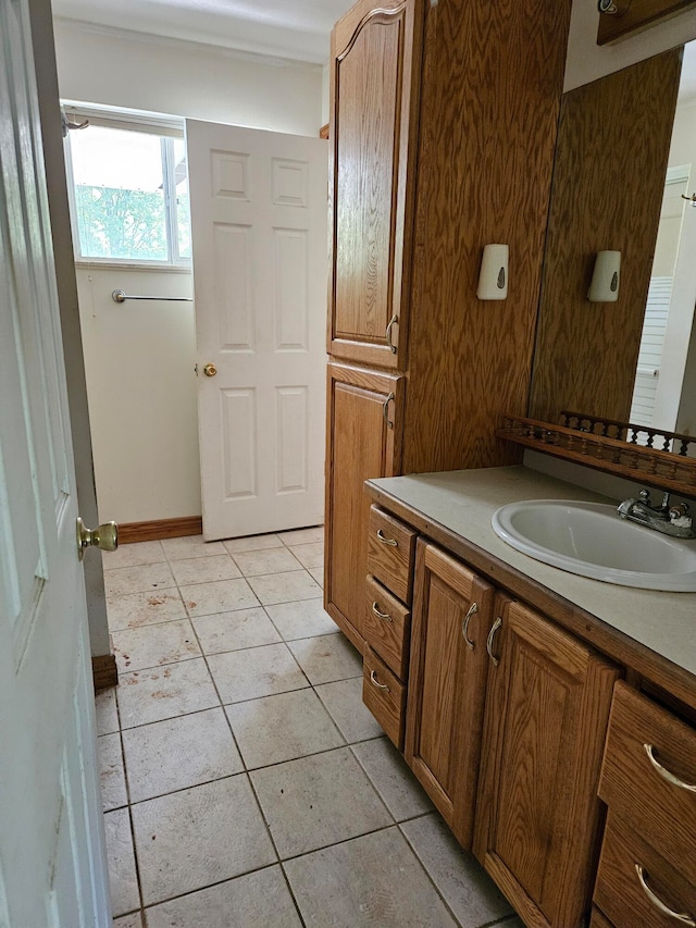 bathroom featuring vanity and tile patterned floors