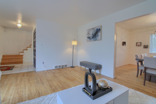 living room with hardwood / wood-style floors