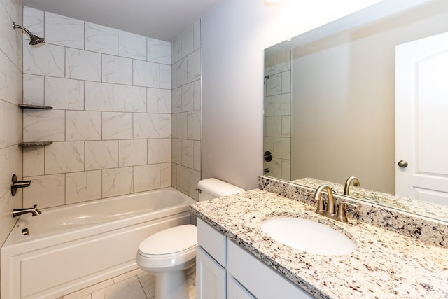 full bath featuring shower / washtub combination, vanity, and toilet