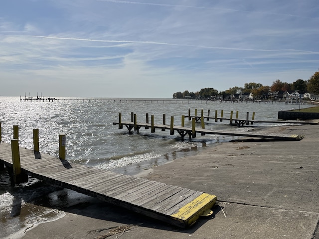 dock area featuring a water view