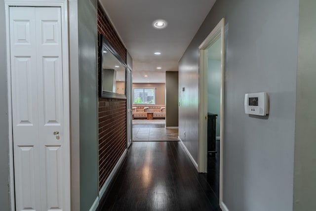 hall featuring dark hardwood / wood-style flooring