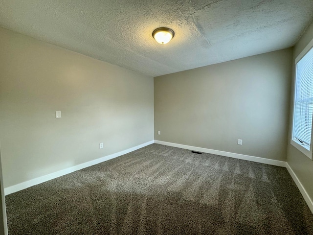 carpeted spare room featuring a textured ceiling and plenty of natural light