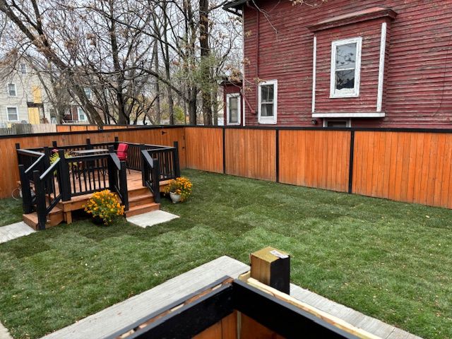 view of yard with a deck