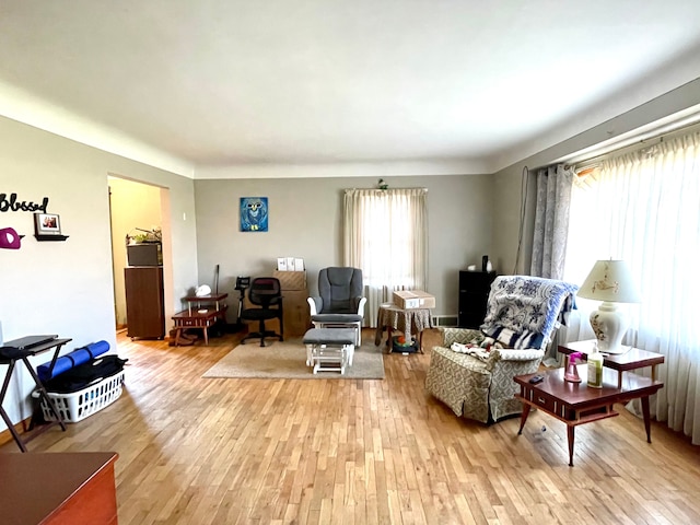 sitting room with light wood-type flooring