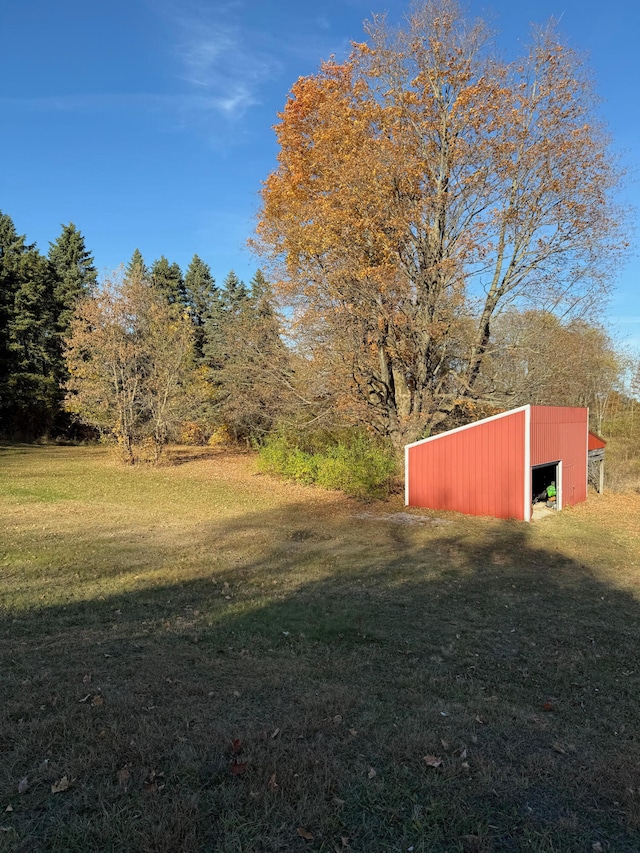 view of yard with an outdoor structure