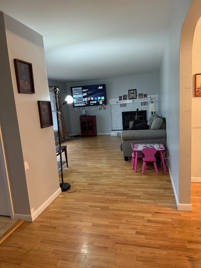 living room featuring light hardwood / wood-style floors