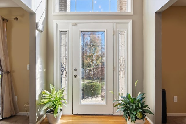 doorway to outside featuring light hardwood / wood-style floors