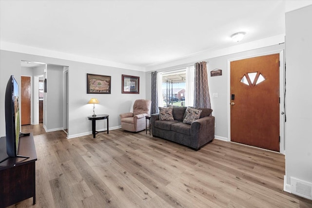 living room featuring light hardwood / wood-style floors