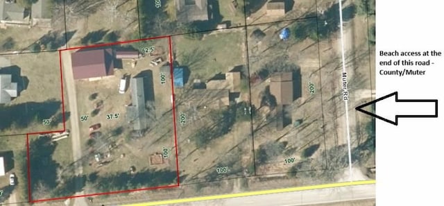 2965 Pointe Aux Barques Rd, Port Austin, MI 48467 - aerial map of property and surrounding area with property boundaries highlighted