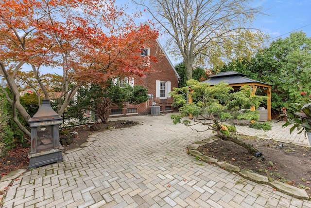 view of patio featuring a gazebo