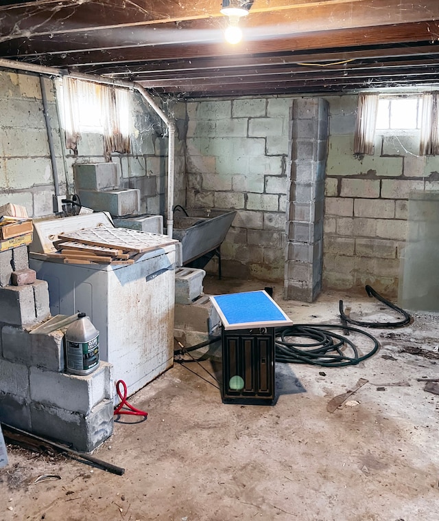 basement featuring sink