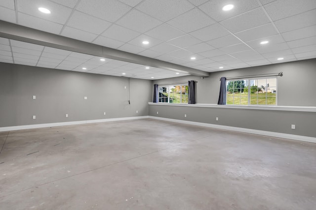 basement with a drop ceiling