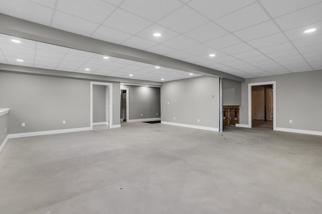 basement with a drop ceiling