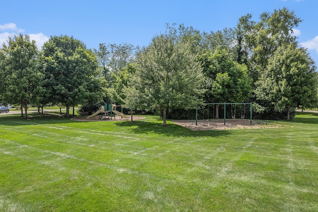 view of yard with a playground