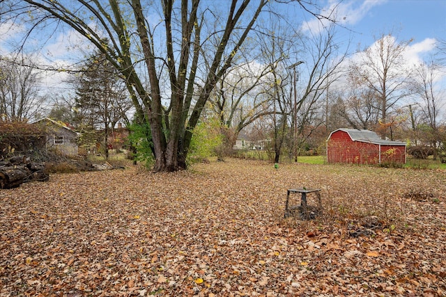 view of yard with an outbuilding