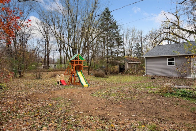 view of yard with a playground