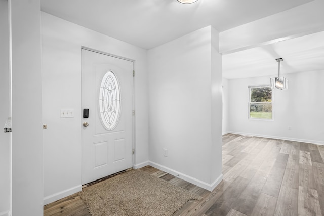 foyer with hardwood / wood-style flooring