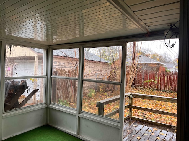 view of unfurnished sunroom