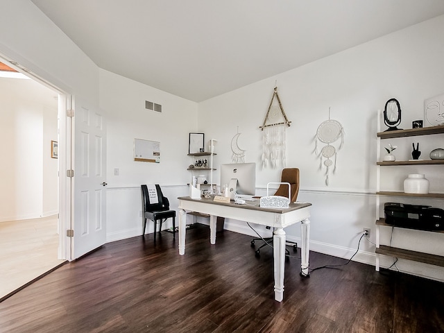 office space featuring dark hardwood / wood-style flooring