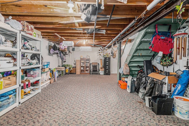 basement featuring carpet