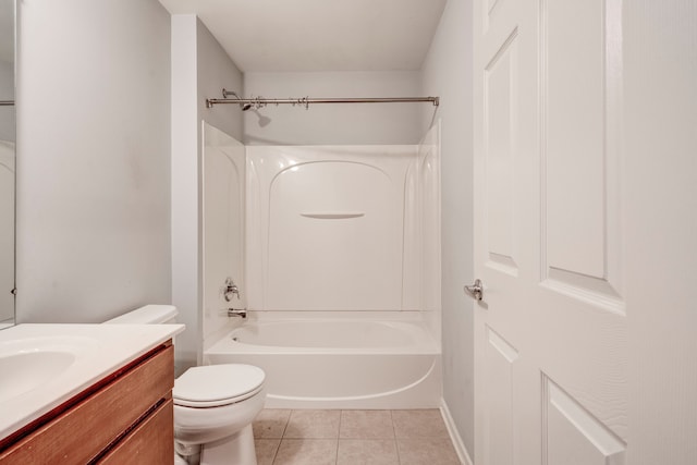 full bathroom featuring tile patterned floors, vanity, shower / bath combination, and toilet