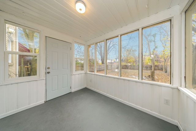 view of unfurnished sunroom