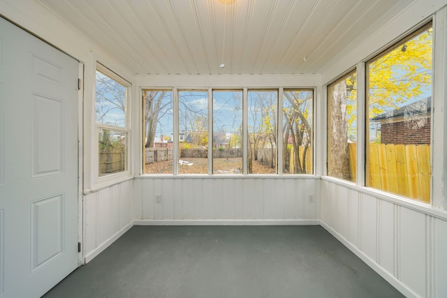 view of unfurnished sunroom